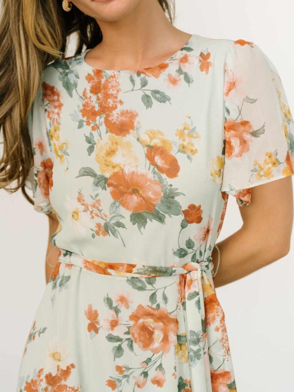 Baltic Born Naomi Short Sleeve Maxi Dress | Sage Floral Size SS - Picture 3 of 4